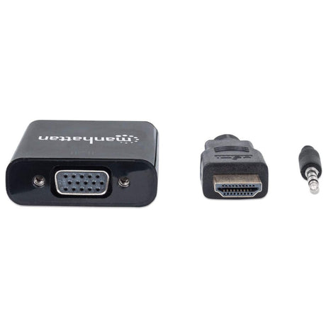 EAN 0766623151559 - Manhattan 151559 adaptador de cable de vídeo 0,3 m HDMI + 3.5mm VGA (D-Sub) Negro imagen 3