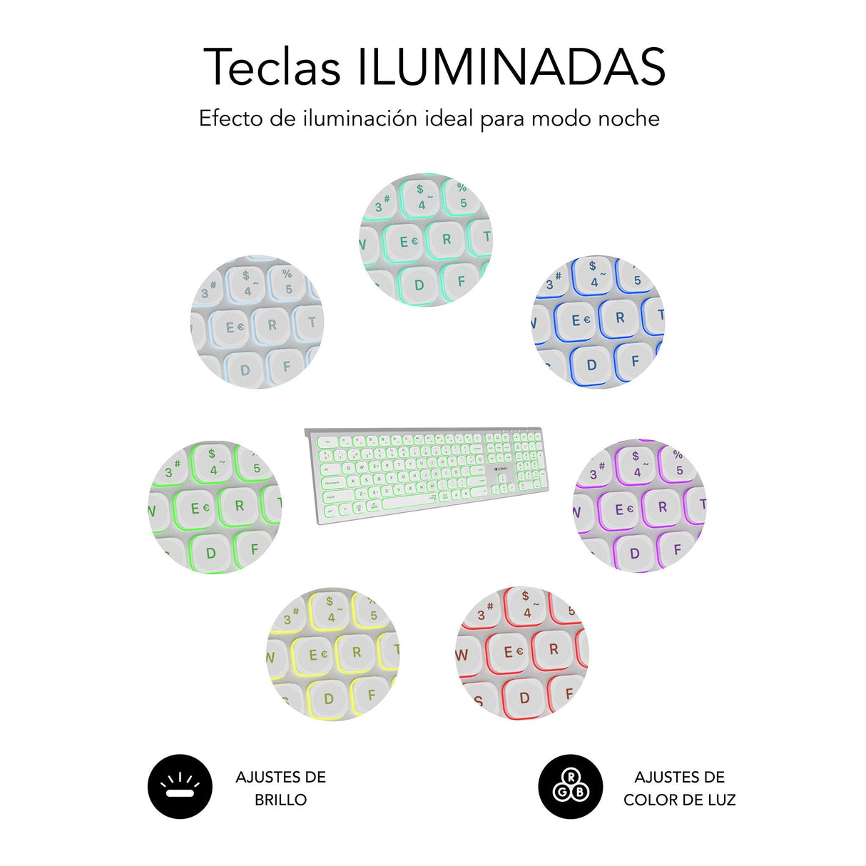 Teclado Español Inalámbrico Subblim Master Plata Y Blanco