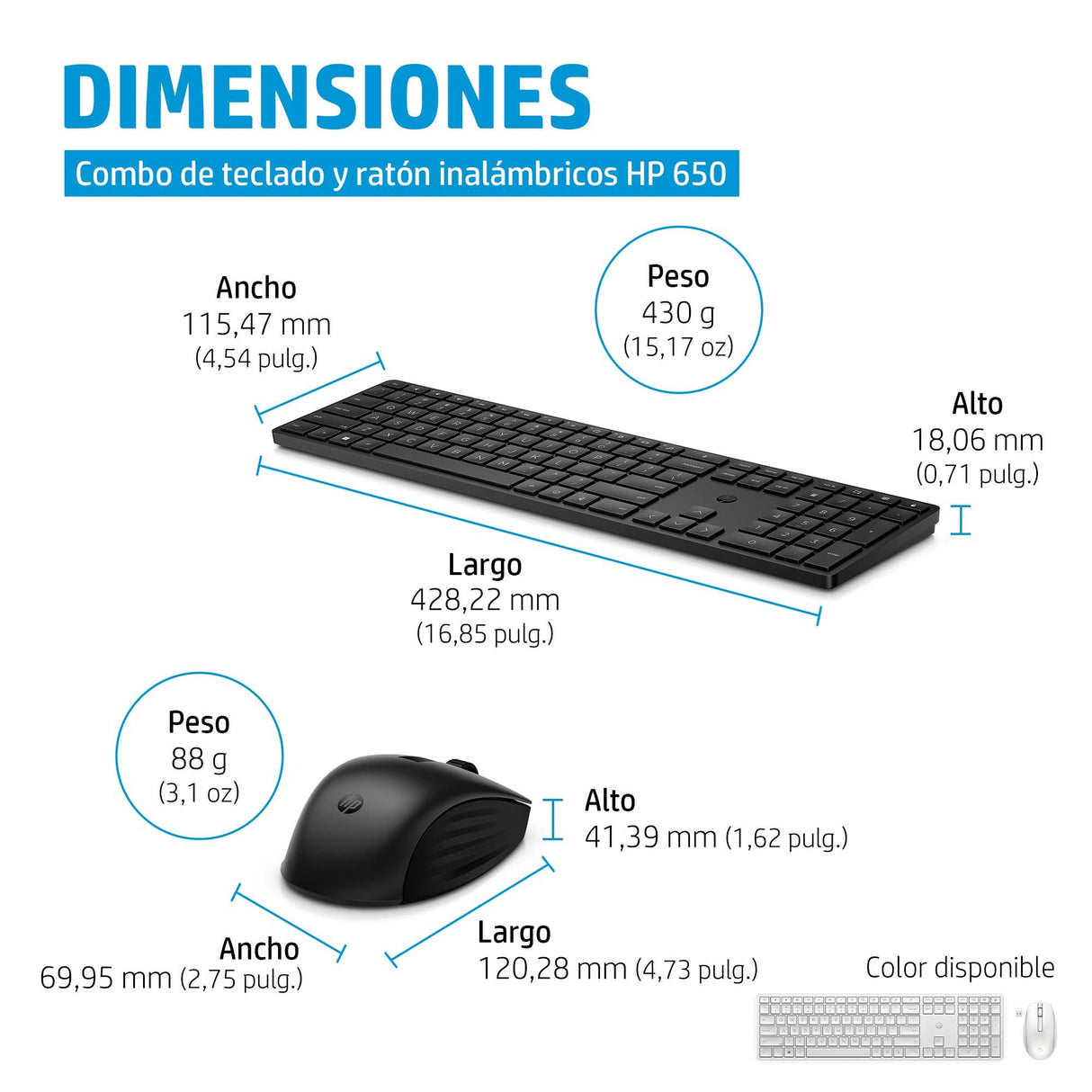 EAN 0196188141182 - HP 650 Wireless Keyboard and Mouse Combo Black teclado Ratón incluido Hogar RF inalámbrico Negro imagen 3