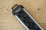 Regleta Brennenstuhl Premium-Alu-Line De 6 Contactos (Negro/Plata, 3 Metros, Con Interruptor De Seguridad)