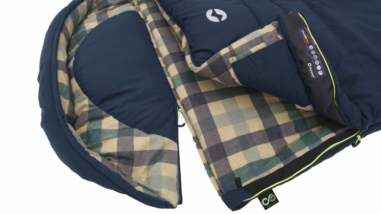 Outwell Camper Lux Adulto Saco De Dormir Semi-Rectangular Algodón, Poliéster Azul