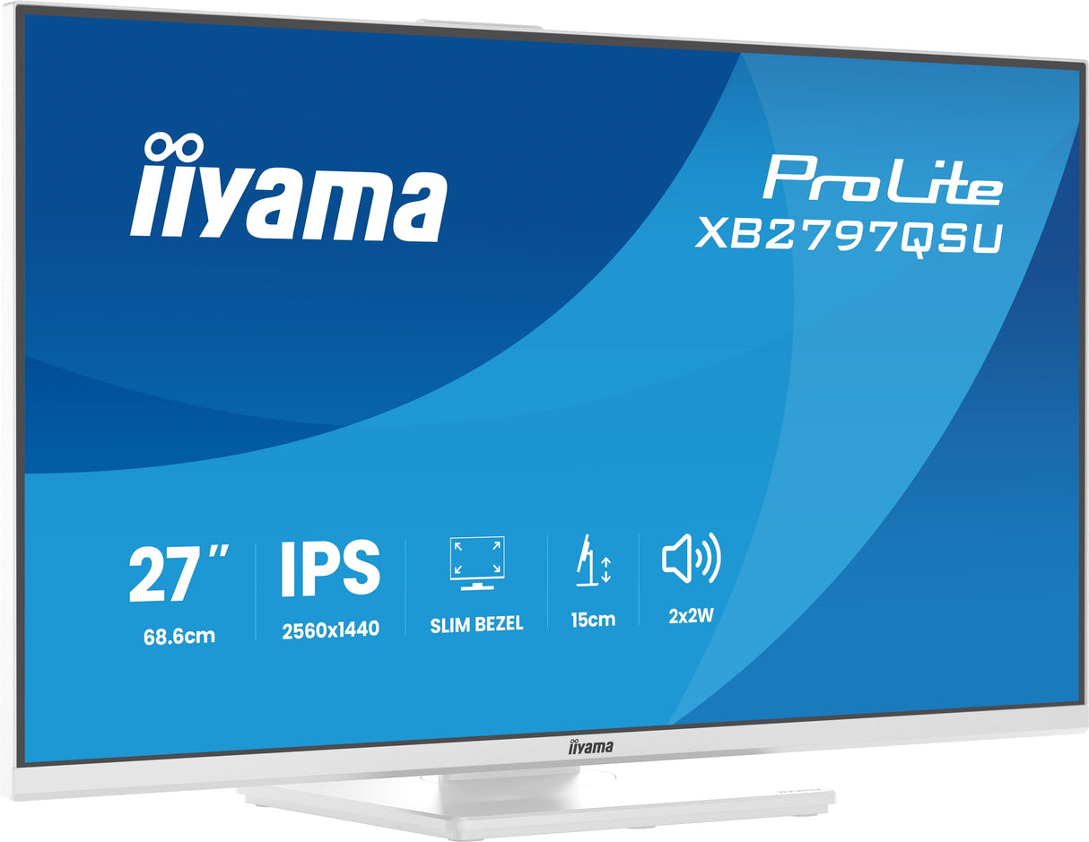 Monitor  Iiyama Prolite Xb2797qsu-W1 Led 27" 2560 X 1440 Qhd @ 75 Hz Ips 350 Cd/M² 1000:1 1 Ms 2xhdmi Displayport Altavoces Mate Blanco