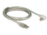 Delock Cable Usb 2.0 A Stecker > Usb 2.0 B Stecker 90g Gewinkelt Unten 2.0 M Transparent