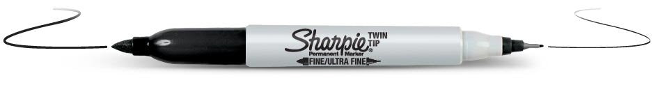Sharpie Twin Tip Marcador Permanente Punta Fina Negro 12 Pieza(S)