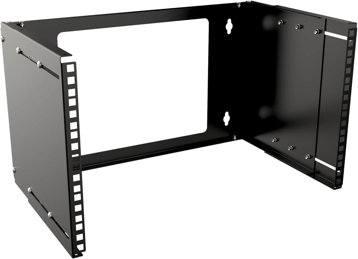 19" 6u Adjustable Depth Open  Frame Rack Wall Mount - Black