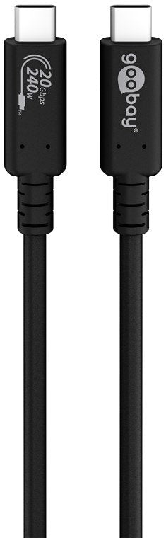 Cable De  2,00m Usb 4 G2x2 20gbps Pd240w Usb-C Macho A Usb-C Macho Negro Video Datos Y Carga