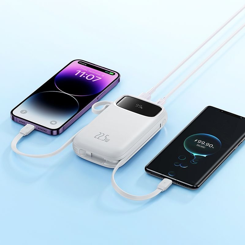 EAN 6932172636289 - Baseus Qpow2 Dual-Cable Digital Display Fast Charge Power Bank 10000mAh 22.5W Stellar White Polímero de l imagen 2