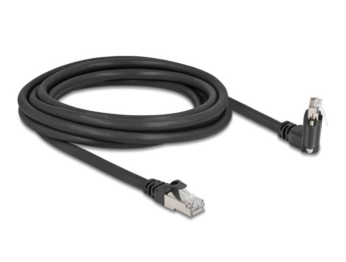 Delock Gige Kamera Cable Rj45 Stecker 45° Gedreht Und 90° Gewinkelt Mit Schrauben Zu Rj45 Stecker Cat.6 S Ftp 3 M Schwarz