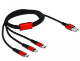 Delock 85892 Cable Usb 1 M 2.0 Usb A Usb C/Micro-Usb B/Lightning Negro, Rojo