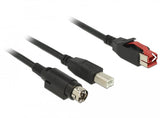 Delock 85488 Poweredusb Cable Macho 24 V > Usb Tipo-B Macho + Hosiden Mini-Din De 3 Pines, Macho De 2 M Para Impresoras Y Terminales De Punto De Venta