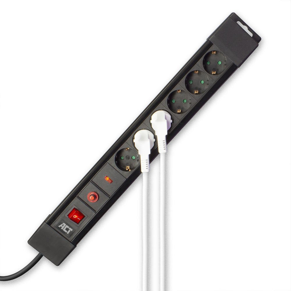 Regleta De  6 Tomas Con Interruptor Negra 1.50 M Act Protegido Contra Sobretensiones 16a 3500w