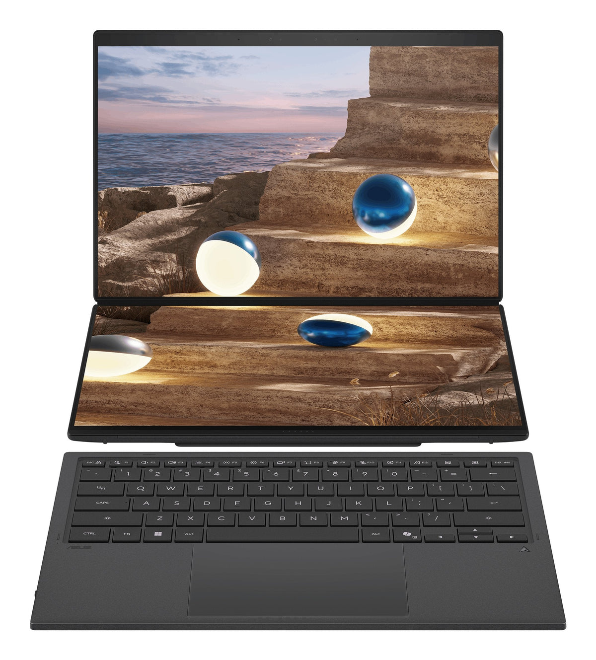 Portátil Asus Zenbook Duo Oled Ux8407aa-Sn066w, Copilot+ Pc, Intel Core Ultra 9 386h, 32gb, 1tb Ssd, 14", W11 - Gris