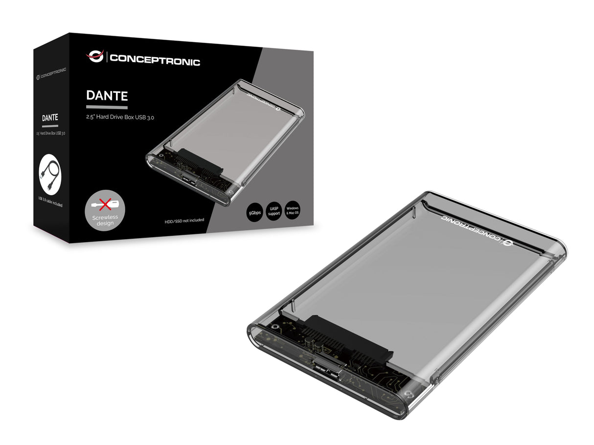 Caja Externa Conceptronic Usb 3.0 Sata Transparente Sin Tornillos Dante03t