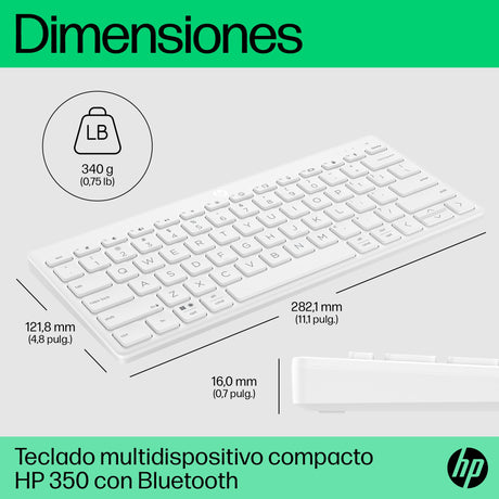 EAN 0196548516612 - HP 350 WHT Compact Multi-Device Keyboard teclado Hogar Blanco imagen 6