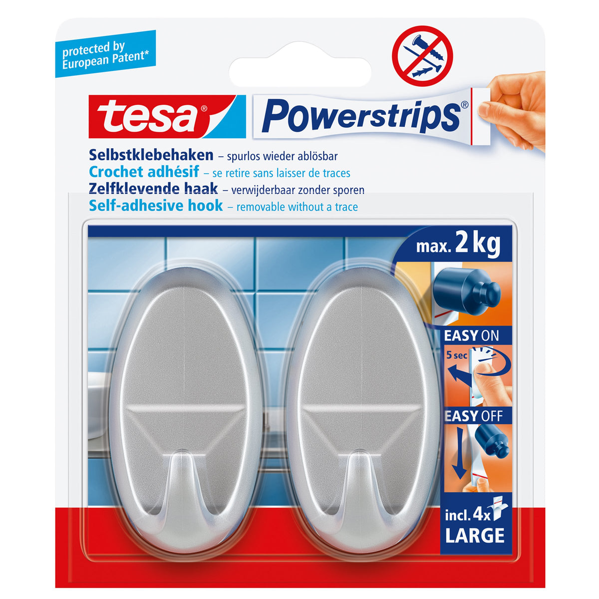 EAN 4042448904034 - TESA 58063 gancho para almacenamiento Gancho toallero Cromo 2 pieza(s) imagen 2