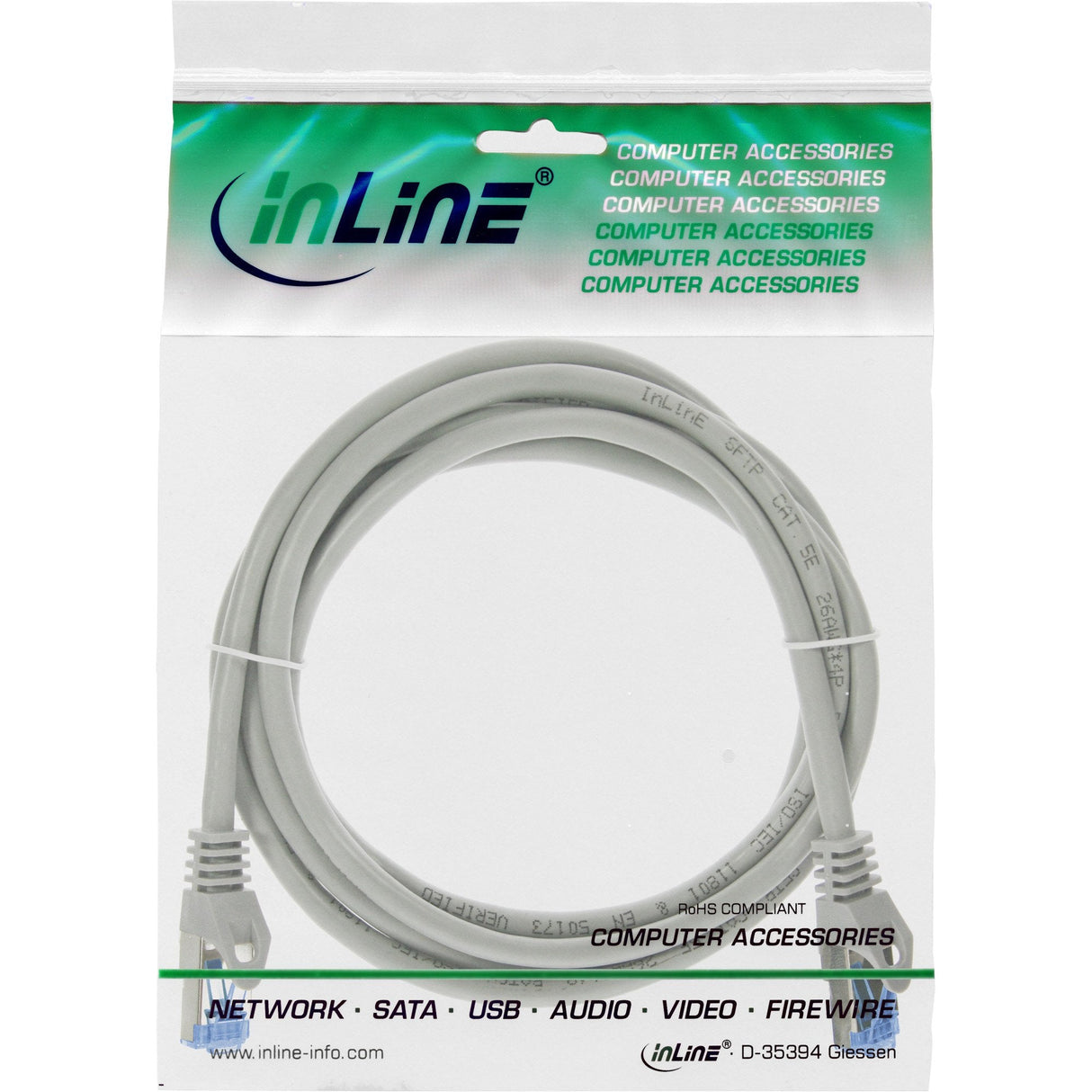 Cable De Red Inline, Cat.6a, S/Ftp, Tpe Flexible, Gris, 1m