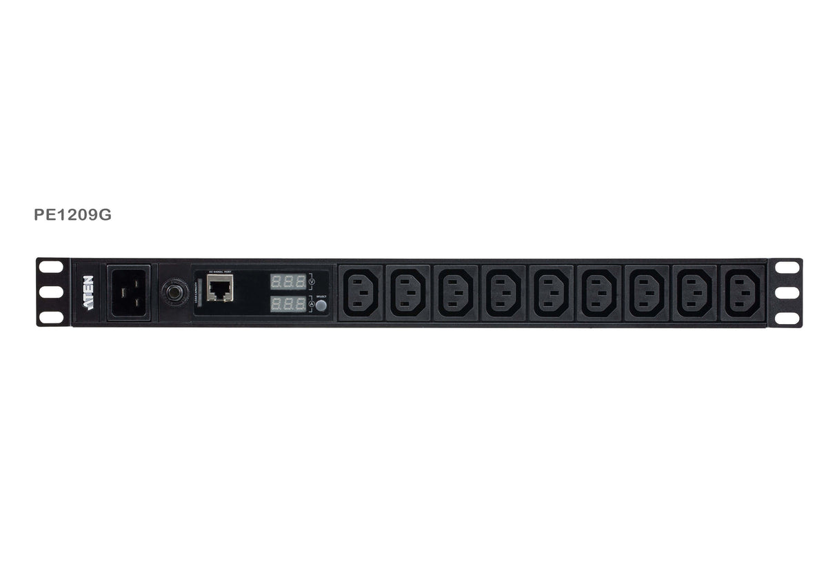 9-Outlet 1u Pdu With Current   Accs And Voltage Lcd Display And Over