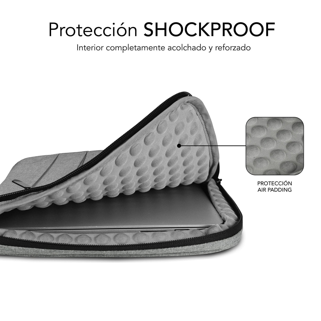 Funda Subblim Air Padding 360 Sleeve Para Portátiles Hasta 14' Gris Claro