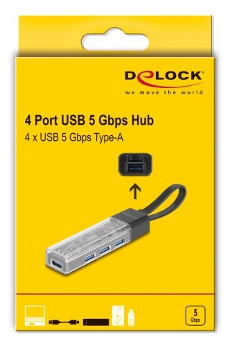 EAN 4043619643356 - DeLOCK 64335 hub de interfaz USB 3.2 Gen 1 (3.1 Gen 1) Type-A + Type-C 5000 Mbit/s Negro, Transparente imagen 5
