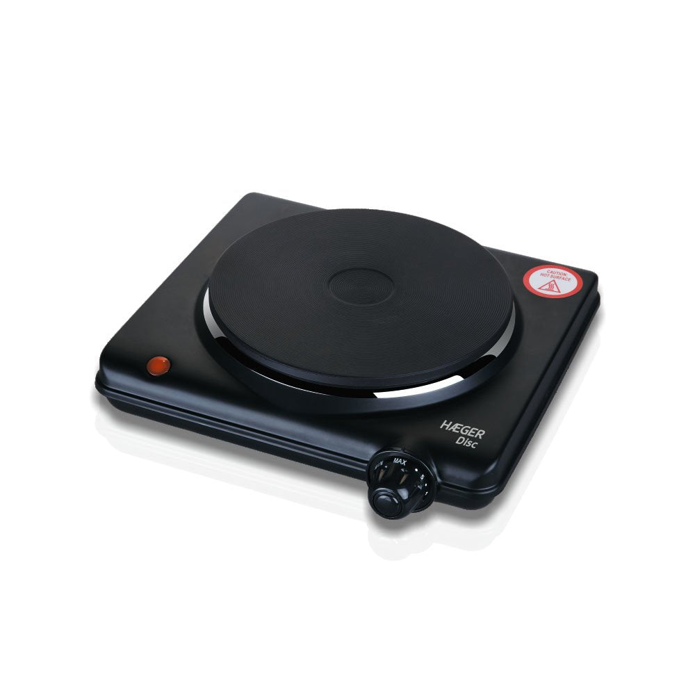 Placa De Cocina Eléctrica Haeger Disc 1500w 165 Mm Diámetro Termostato Sistema Seguridad Fusible Térmico Pies Antideslizantes