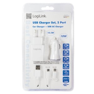 Juego De Cargador Usb, 1 Cargador De Coche Y 1 Cargador Usb, 2 Puertos Con Cable  Usb 2.0 A Micro Usb Y Mini Usb