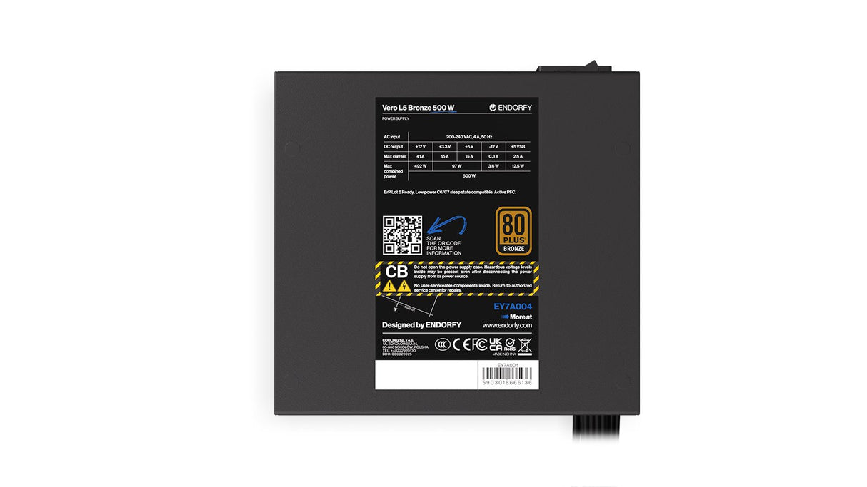 EAN 5903018666136 - ENDORFY Vero L5 unidad de fuente de alimentación 500 W 24-pin ATX ATX Negro imagen 6