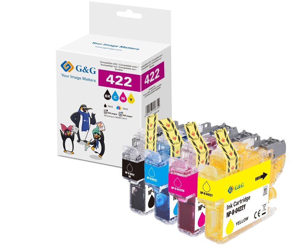 G&G Cartucho 4 Brother Lc422val Bk,C,M,Y (550 Páginas)