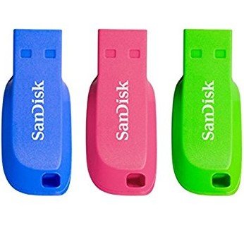 Pendrive Sandisk Pack 3 Cruzer Blade16gb Usb2.0  Diseño Verde/Rosa/Violeta