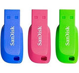 Pendrive Sandisk Pack 3 Cruzer Blade16gb Usb2.0  Diseño Verde/Rosa/Violeta
