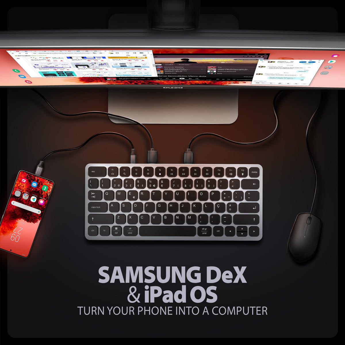 Teclado C/ Hub Axagon Hmc-Kb Keyboard Usb-C 5gbps, Microsd/