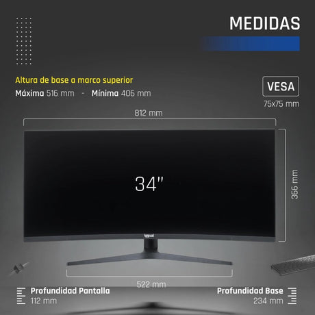 EAN 8435364319543 - iggual IGG319543 pantalla para PC 86,4 cm (34") 3440 x 1440 Pixeles Wide Quad HD LED Negro imagen 16