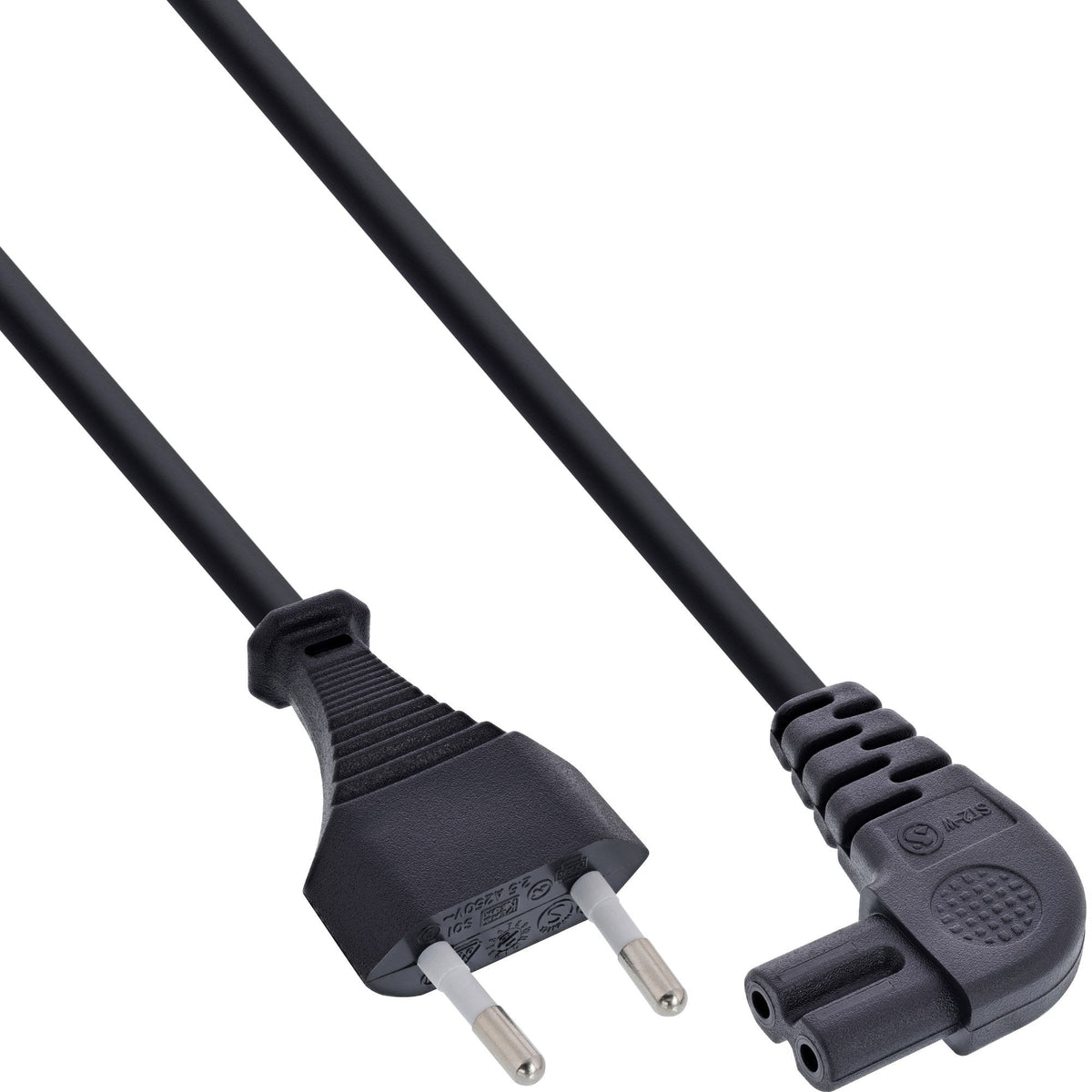 Cable De Alimentación Inline Tipo C Euro A Euro 8 C7 Enchufe Acodado Negro 2,0m