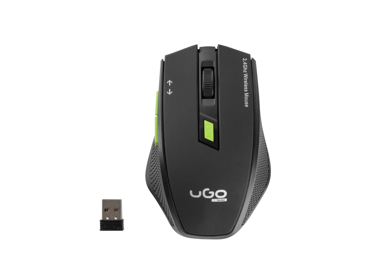 Ugo Raton Inalambrico Office My-04 Black Alcance 10m 1800dpi 6 Botones Micro Receptor Usb
