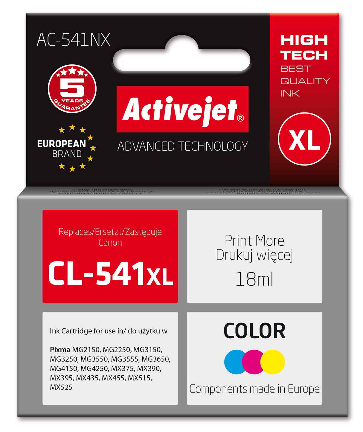 EAN 5901443391135 - Activejet AC-541NX cartucho de tinta 1 pieza(s) Compatible Azul, Rojo, Amarillo imagen 2