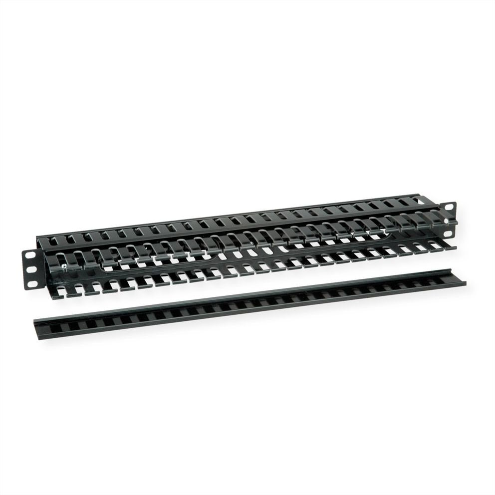 Value 19-Zoll-Frontplatte 1 He, Beidseitig Mit Cablekanal, Schwarz