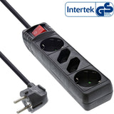 Inline Regleta 4 Tomas 2x Tipo F + 2x Euro Con Interruptor Negro 3m