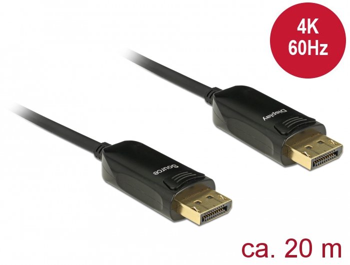 Delock Cable Óptico Activo Displayport 1.2 Macho 4k 60 Hz 20 M