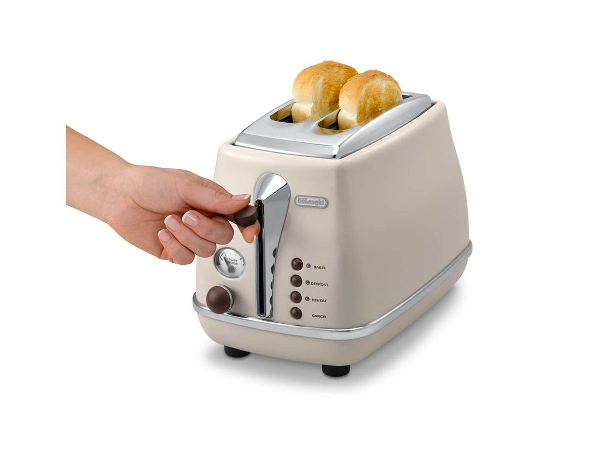 Tostadora Delonghi Icona Vintage Ctov 2103.Bg Beige, 900 Vatios, Para 2 Rebanadas De Pan Tostado Ctov 2103.Bg