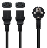 Nanocable Cable De Alimentacion Cee7 Macho A 2x C-13 Hembra 1.80m - Negro