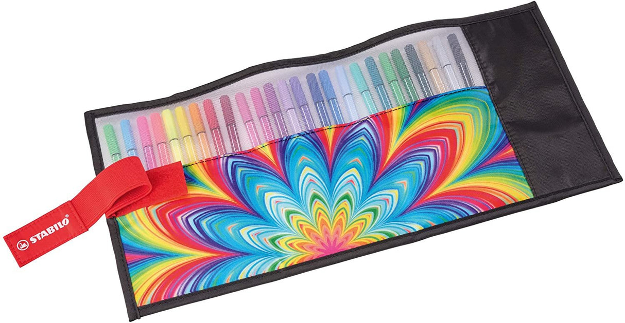 Stabilo Pen 68 Arty Rollerset De 25 Rotuladores - Estuche De Nylon Enrollable - Punta De Fibra - Trazo De 1mm Aprox. -