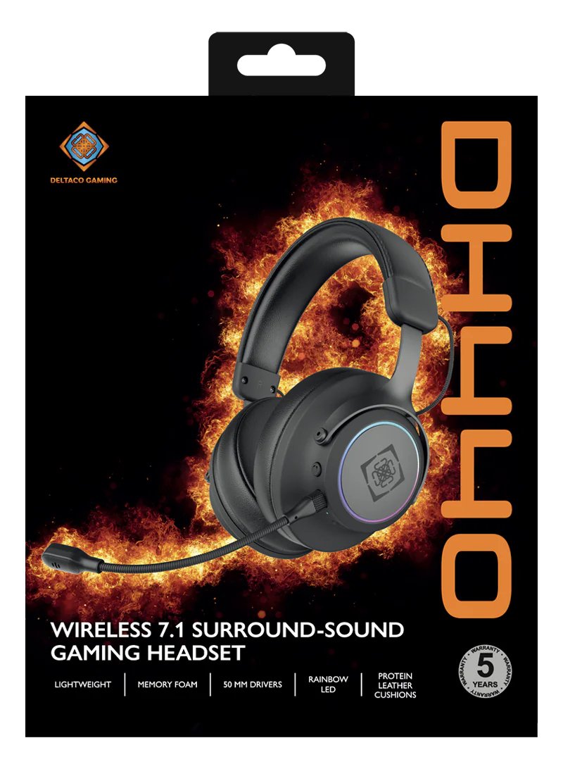 Deltaco Dh440 Gaming Headset Wireless Usb Rgb 7.1 Sur. Sw