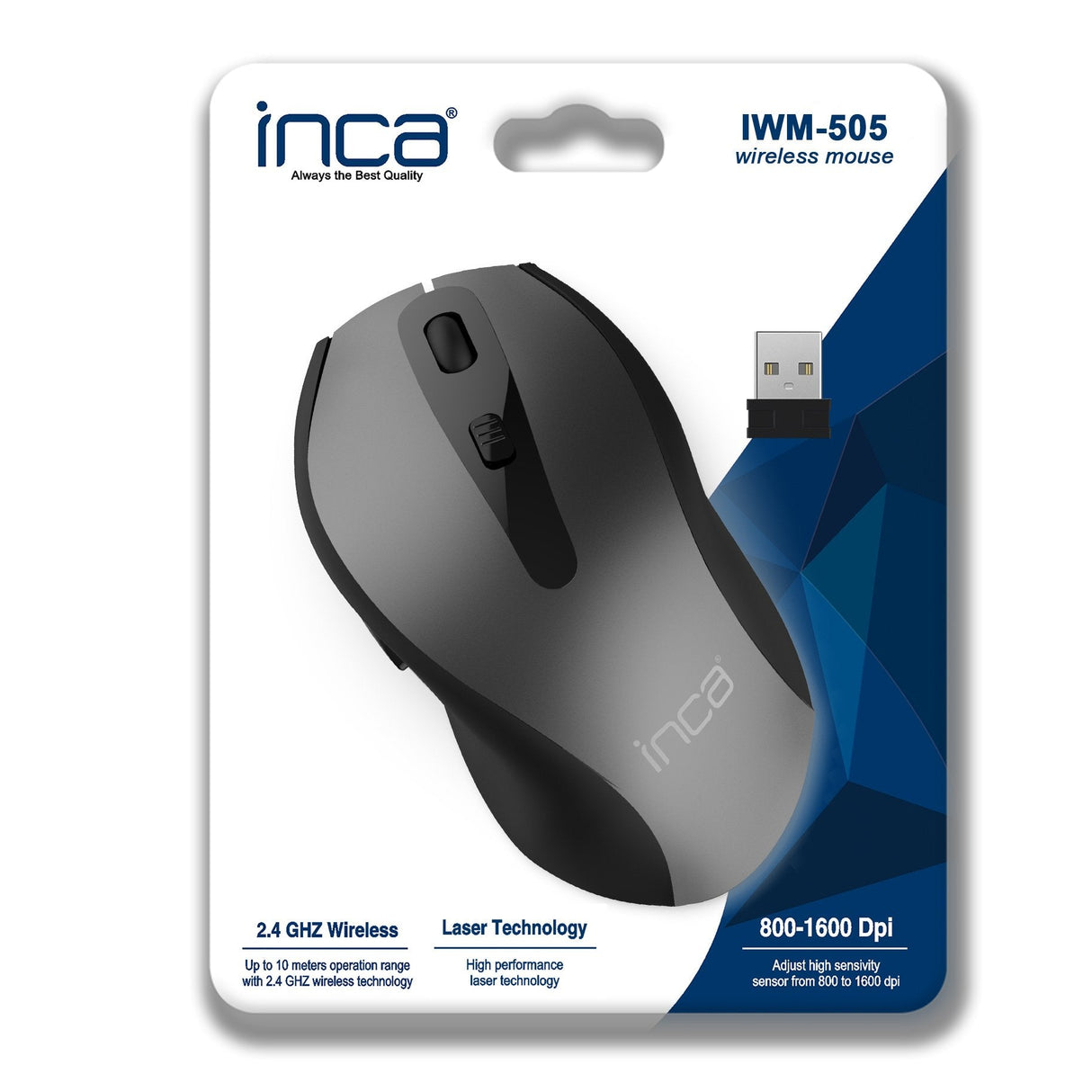 Inca Iwm-505 Ratón Mano Derecha Rf Inalámbrico Óptico 1600 Dpi