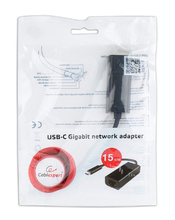 Gembird Adaptador Usb-C A Rj45 Lan 1000mbit/S Negro A-Cm-Lan-01