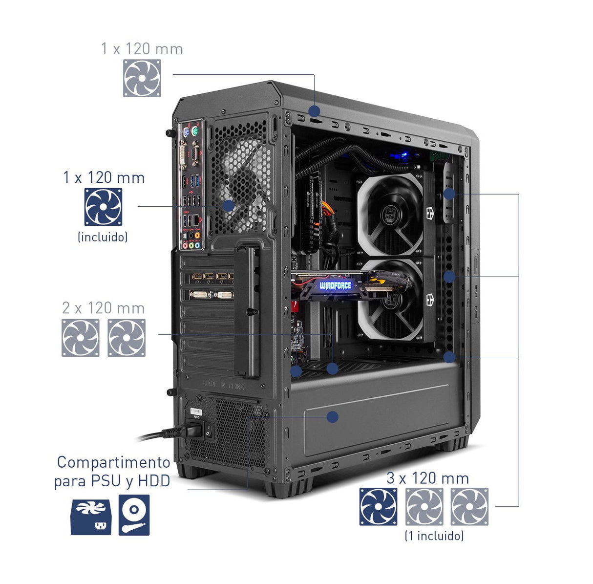 Caja Pc Nox Atx Hummer Zs Negra
