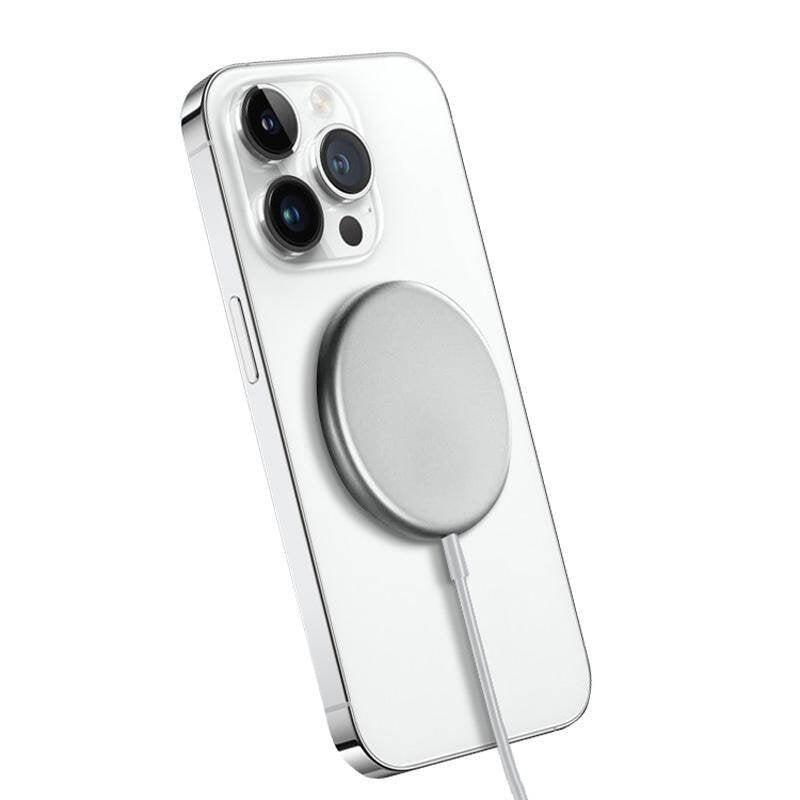 Magspot Wireless Charger Aluminiowa Ladowarka Indukcyjna Magsafe 15w Srebrna