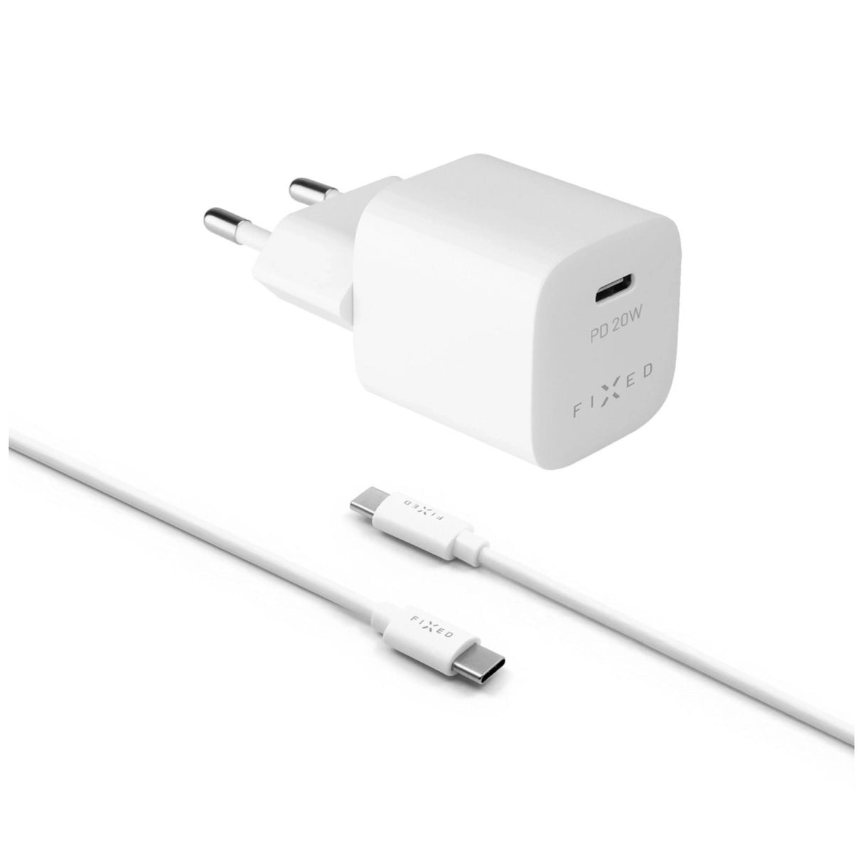Fixed Mini Travel Charger 20w+ Usb-C Usb-C Cable, White