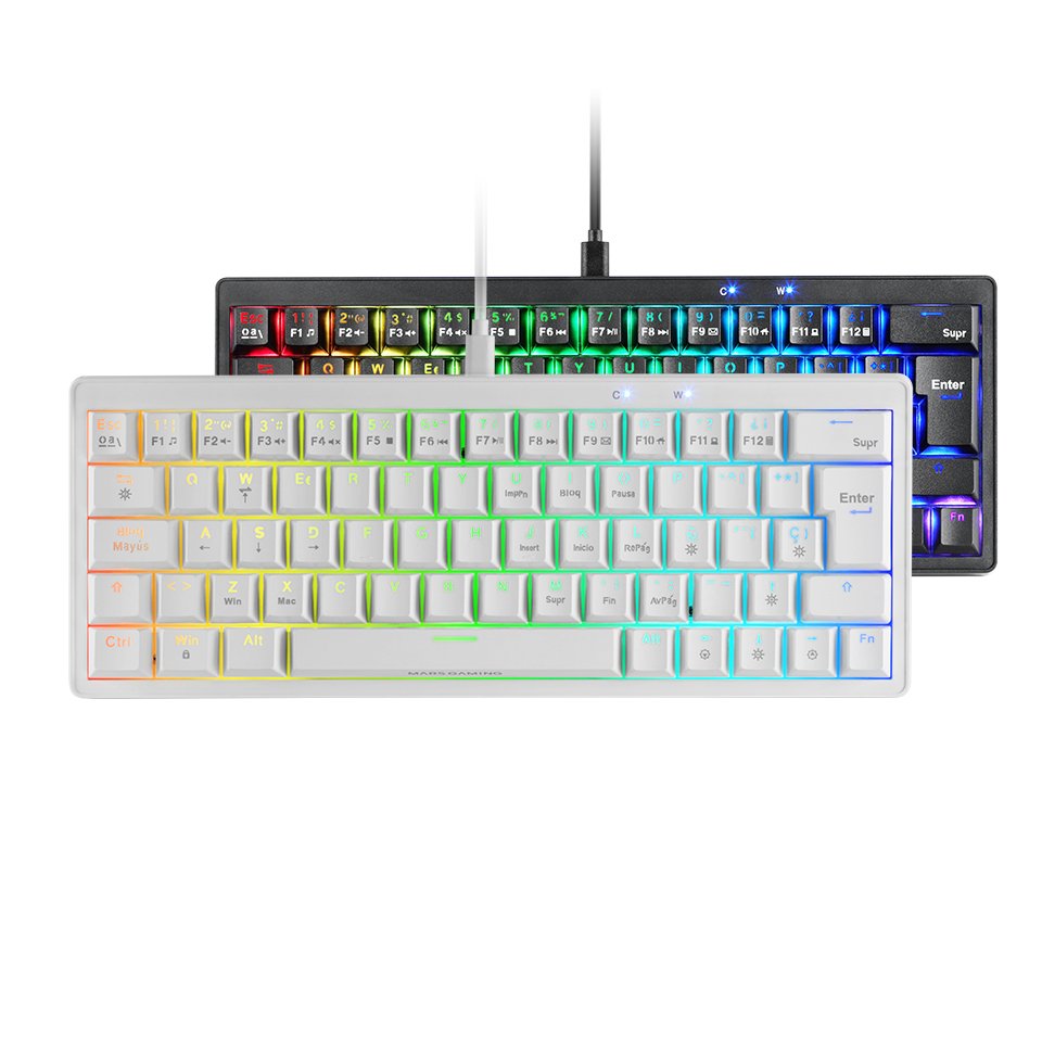 Teclado Gamer Mecánico (Blue Switch) Mars Gaming Mkminipro Tkl Rgb (Blanco)