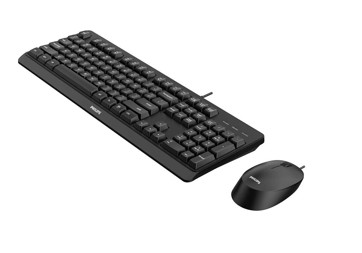 Teclado Inglés Philips 2000 Series Spt6207bl/16 Ratón Incluido Usb Qwerty Negro