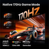164,0cm 65" (3840x2160) Hisense 65ur9ds Smart Tv 4k Rgb Miniled 6ms 170hz Hdmi Usb-C Lan Hdr Vesa Wifi Bluetooth Black Grey