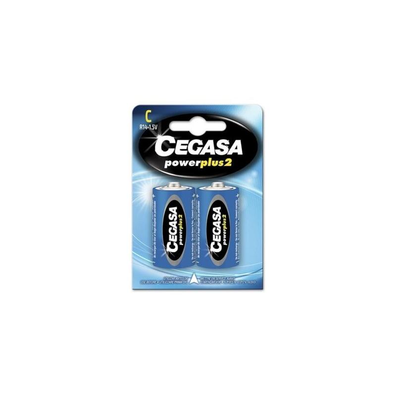 Cegasa Power Plus 2 Pack De 2 Pilas R14 C - Pilas Salinas Para Aparatos De Bajo Consumo